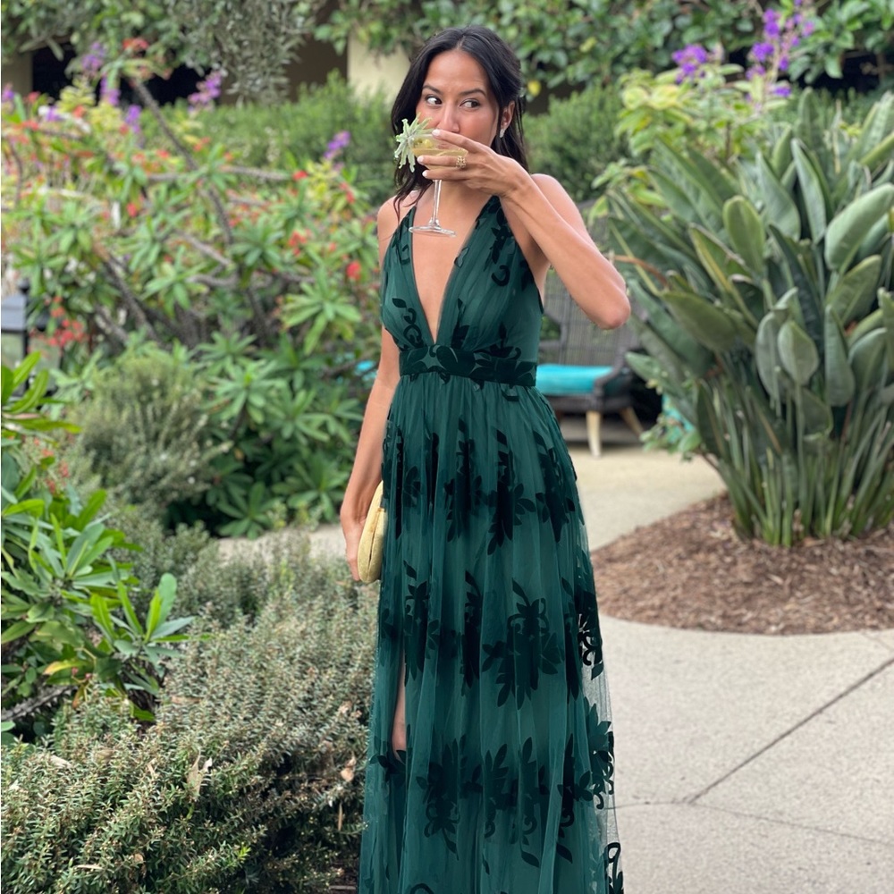 Elegant Green Floral Wedding Dress